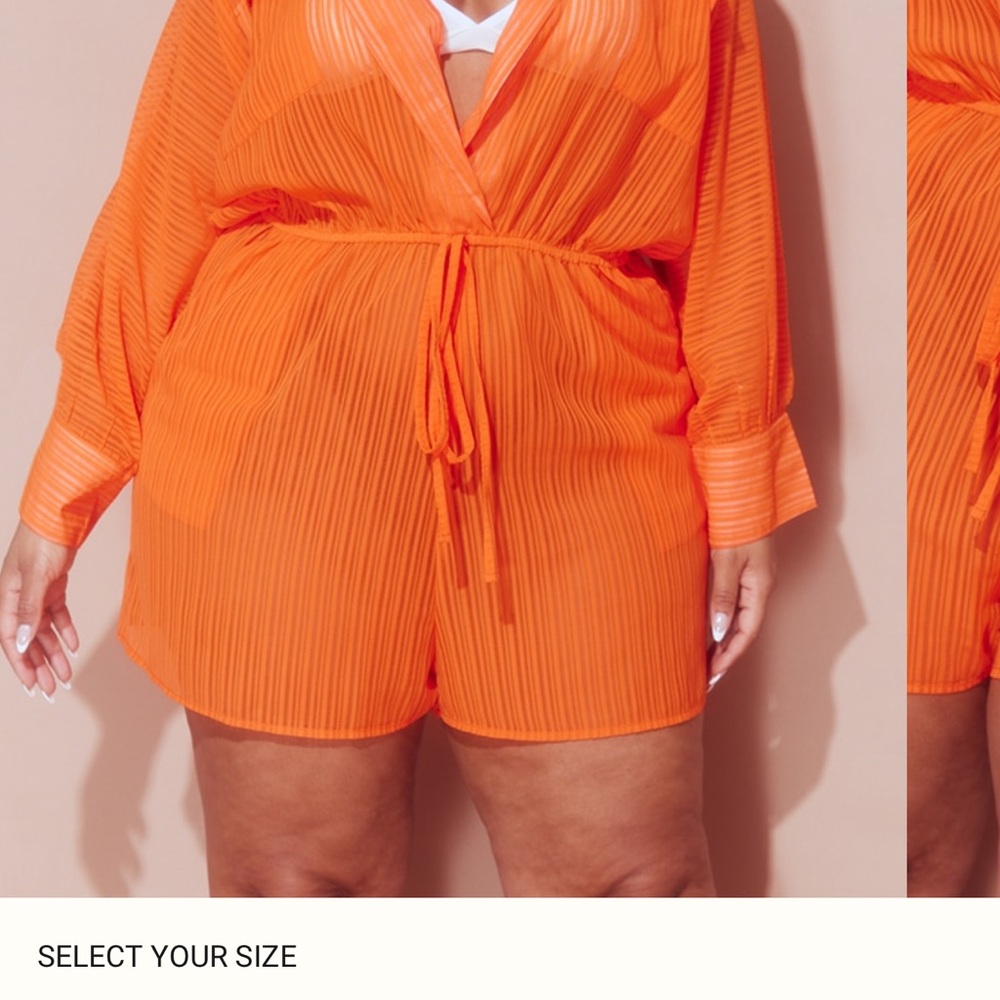 Vibrant Orange Sheer Romper